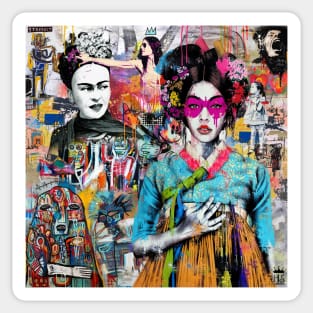 Frida Kahlo & Girl pop art Sticker